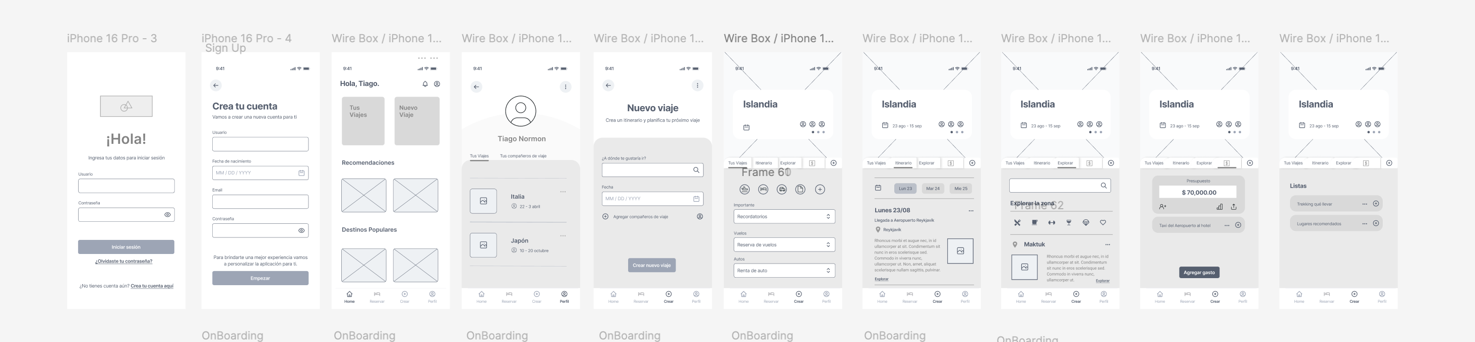 Mid-fidelity Wireframes